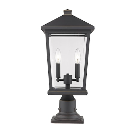 Z-Lite Beacon 2 Light Outdoor Pier Mounted Fixture, Oil Rubbed Bronze & Clear Beveled 568PHBR-533PM-ORB